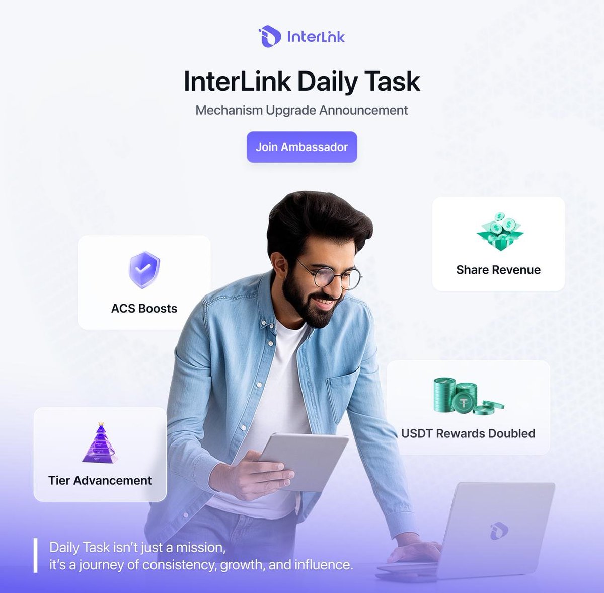 reina_itl's tweet image. InterLink Daily Task: Mechanism Upgrade Announcement
In the mission to build a Real Human Network, @inter_link believes that true strength doesn’t come from single steps, but from consistent daily actions. That’s why the Daily Task was created - as a way to appreciate our…