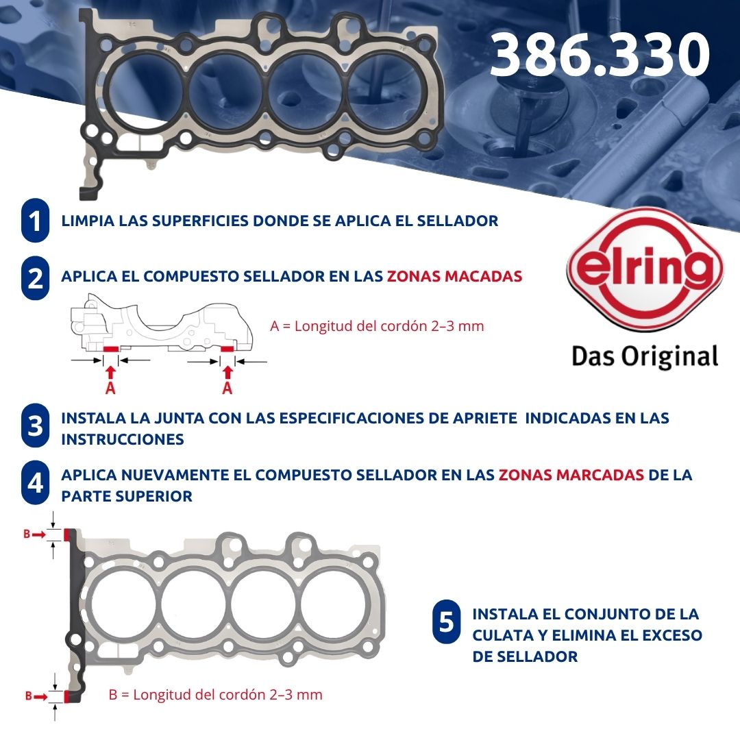 OryxParts's tweet photo. Elring nos vuelve a facilitar instrucciones de montaje 🛠️ de junta de culata, en este caso de la referencia 386.330.
Esta junta está presente en motores Hyundai G4LA y Kia G4LA

Siguiendo esta serie de pasos que nos garantizan el mejor resultado.

Imagenes de @elring_official 📷 https://t.co/E2szn6SI8T