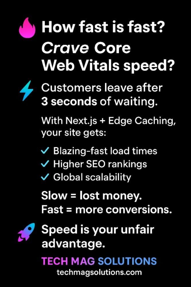 techmagsolution's tweet image. 🔥 How fast is fast? Crave Core Web Vitals speed?
⚡ Customers leave after 3 seconds of waiting. With Next.js + Edge Caching, your site gets:
✅ Blazing-fast load times
✅ Higher SEO rankings
✅ Global scalability
Slow = lost money.
Fast = more conversions.
🚀 DM Speed.