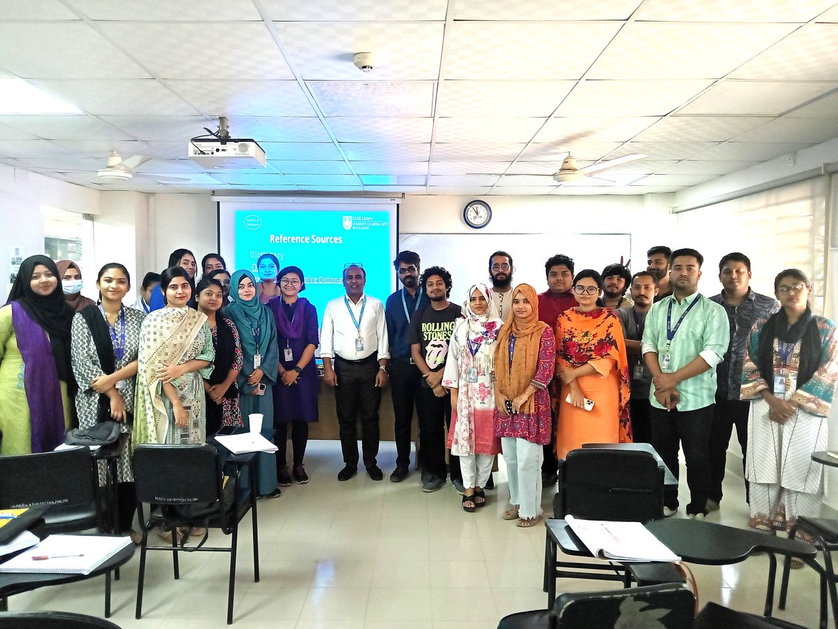 LibraryULAB's tweet image. ULAB Library organized a session for the students of BBS 2102 course (Presenting &amp;amp; Application of Bangla Writing) on 19 October 2025 in the classroom on Turnitin: similarity and plagiarism checker, reference management, data searches.