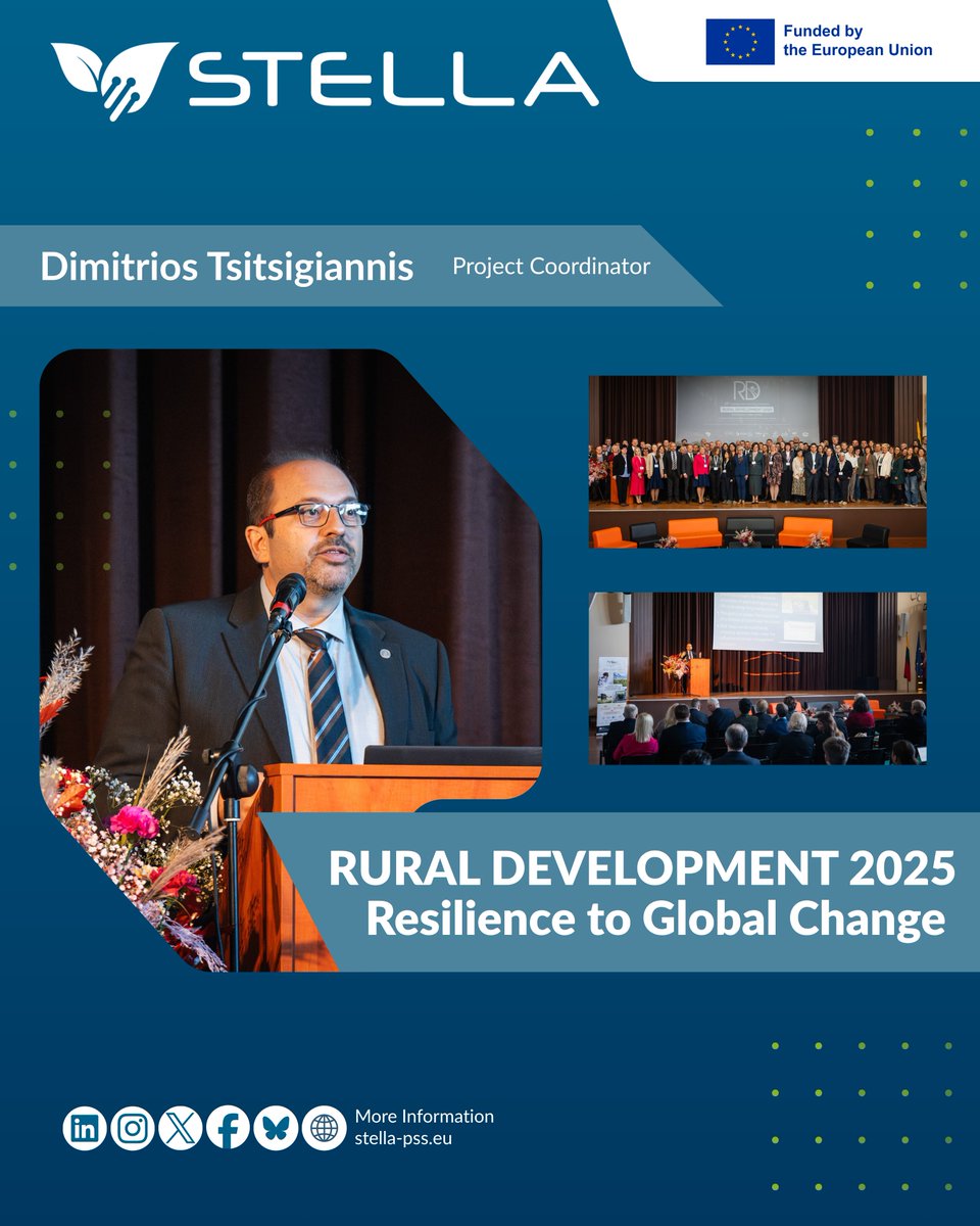STELLAHorizonEU's tweet image. 🌿 The coordinator of the STELLA #HorizonEurope, took part in the Rural Development 2025 Conference, presenting how #STELLAProject uses drones, IoT sensors &amp;amp; #AI to protect plants.🎥 Watch here: youtu.be/-rxTrUE_6GI
#AgriTech  #PlantHealth #Sustainability  #Innovation