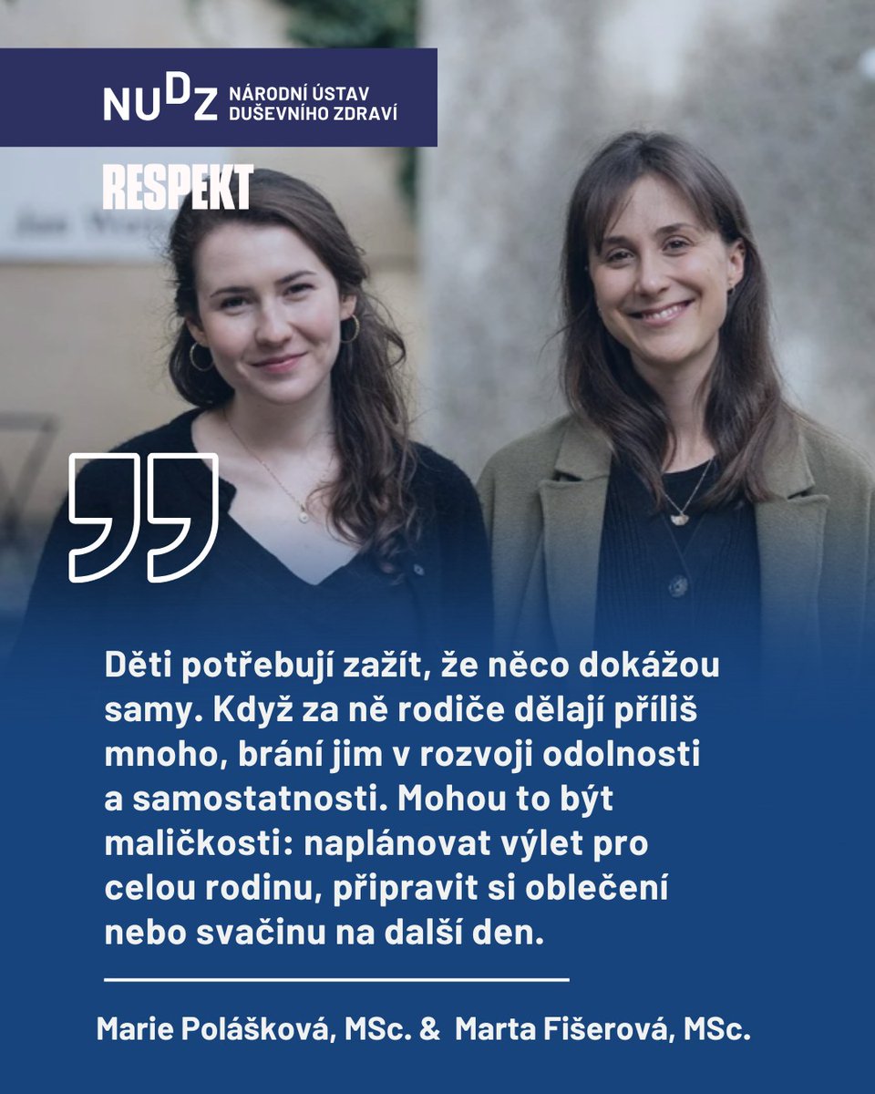 1/ 🗨️ „Když dítě zaplaví úzkost, často stačí s ním prostě být. Není potřeba hned hledat řešení," říkají psycholožky Marie Polášková a Marta Fišerová z NUDZ v rozhovoru pro <a href="/RESPEKT_CZ/">Týdeník Respekt</a>.