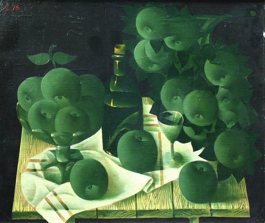 Ivan Tarasovich Sandyrev, Still Life with Green Apples, 1976