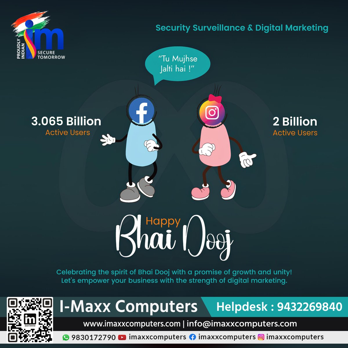 imaxxcomputers's tweet image. Celebrating the beautiful bond of love, care, and togetherness this Bhai Dooj 💙💖
Just like Facebook and Instagram, let’s stay connected, grow stronger, and support each other every step of the way!
🌐 imaxxcomputers.com
📧 info@imaxxcomputers.com
📞 Helpdesk: 9432269840
