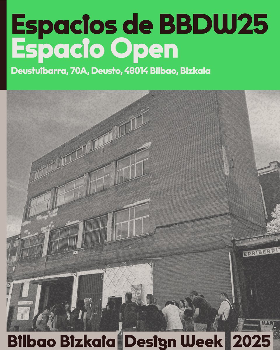Bilbao Bizkaia Design Week 2025
De la emergencia la regeneración
Espacio Open: centro de diseño regenerativo ubicado en un antiguo edificio industrial, con Fab Lab, talleres y colaboración. Un lugar para artistas, diseñadores y la comunidad.
20-28 NOV
#BBDW25