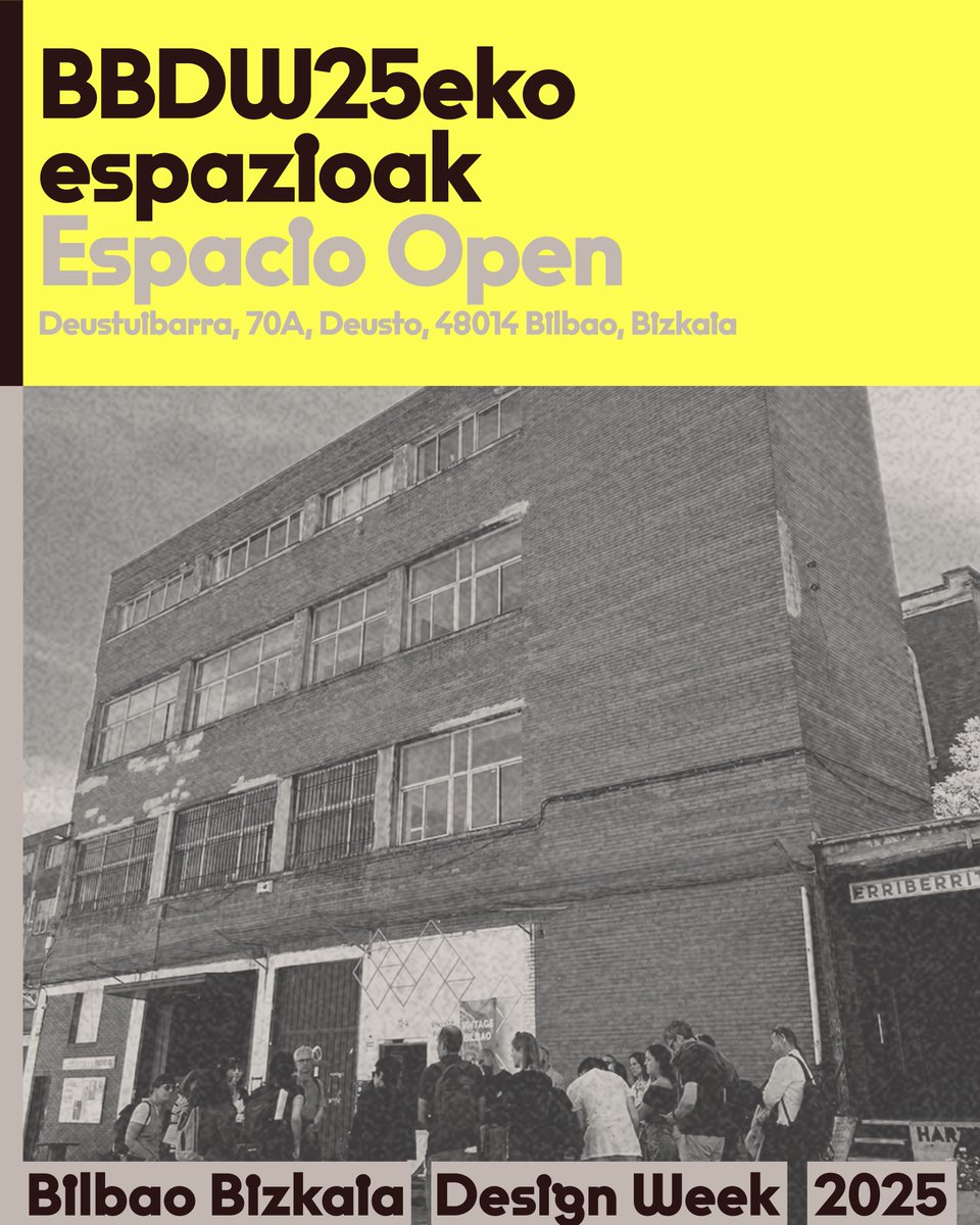 Bilbao Bizkaia Design Week 2025
Larrialditik biziberritzera
Open espazioa: industria-eraikin zahar batean kokatutako biziberritze-diseinuko zentroa, Fab Lab, tailerrak eta lankidetza dituena. Artistentzako, diseinatzaileentzako eta komunitatearentzako lekua.
AZA 20-28
#BBDW25