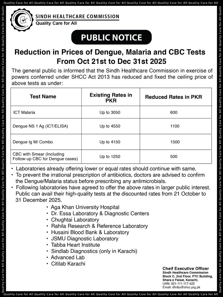 Sindh Healthcare Commission (SHCC) tweet media
