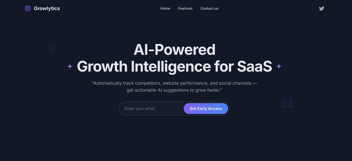 unitycoderr's tweet image. Hey #buildinpublic 👋
I’m building Growlytics.app - AI tools for SaaS founders to analyze their website + competitors, get actionable insights, and run A/B & content tests to grow faster.
Can’t wait to share the journey, milestones, and lessons along the way 🚀