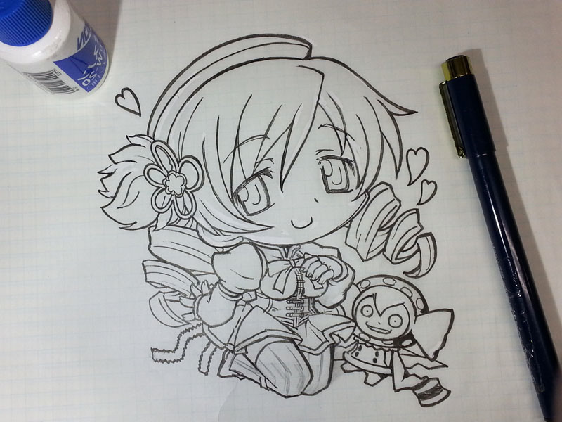 シャルロッテ ,巴マミ 「マミさん 定期リサイクル 同人ラミ&加工前コピックアナログ塗り絵 #魔法少女まど」|ここまひ（赤い靴CLUB)のイラスト