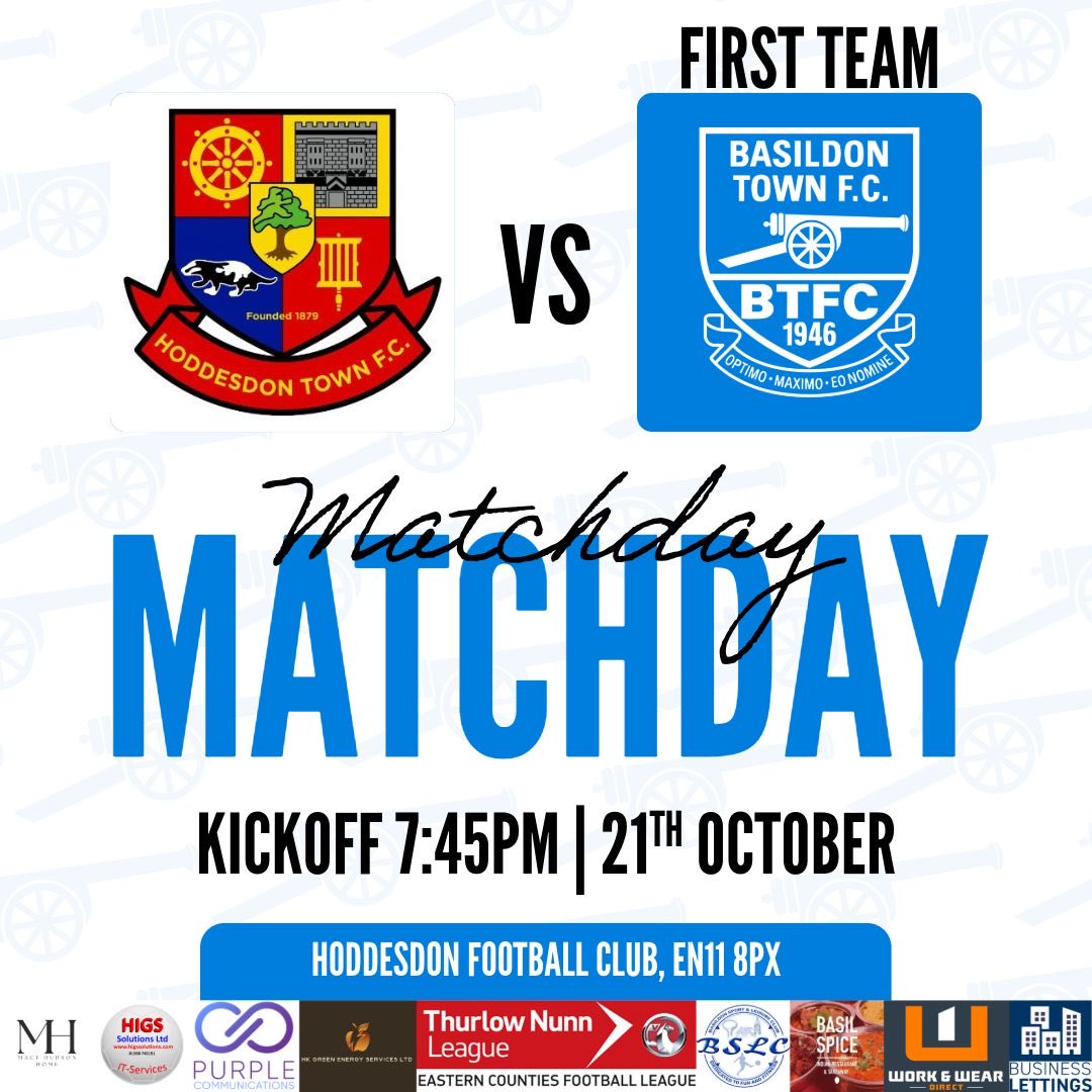 It's Match day against <a href="/HoddesdonTownFC/">Hoddesdon Town Football Club</a> 

⏲️Kick Off 7:45pm
🏟️Lowfield, EN11 8PX 
🍔🍺Food&amp; drink available 
🎟️Adults £8 / Concessions £5 / Under 12s £2