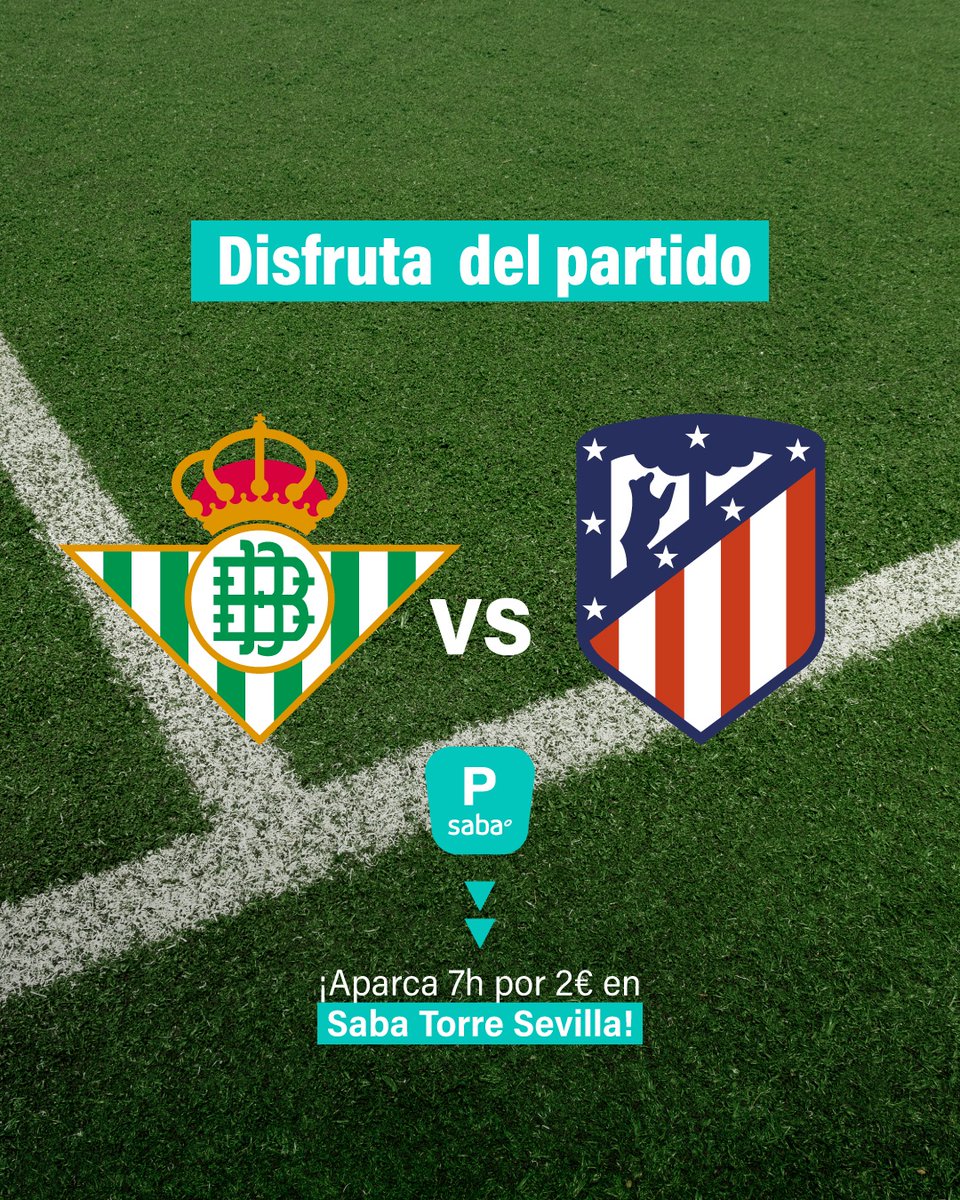 ¡Betis vs Atlético de Madrid! ⚽💥 Tu coche también juega en casa.

🅿️ Saba Torre Sevilla te lo pone fácil: Aparca 3 horas gratis + 4 horas extra por solo 2 € → 7 horas para vivir el partido sin prisas.

🎟️ Solo tienes que:
1️⃣ Comprar tu vale de 4 h en el Punto de Atención al