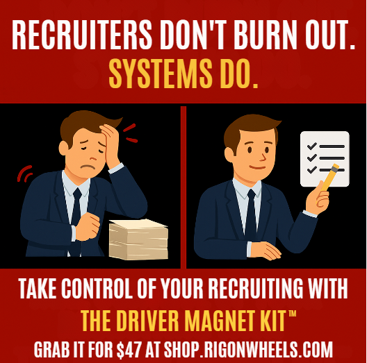 rigonwheels's tweet photo. Recruiters don’t burn out.
Systems do.
🔥 Get organized and convert more drivers with The 
Driver Magnet Kit™ → $47
 https://t.co/tcrN16bpnB

 #FleetSuccess #DriverRecruitment https://t.co/vYs56Rlp8r