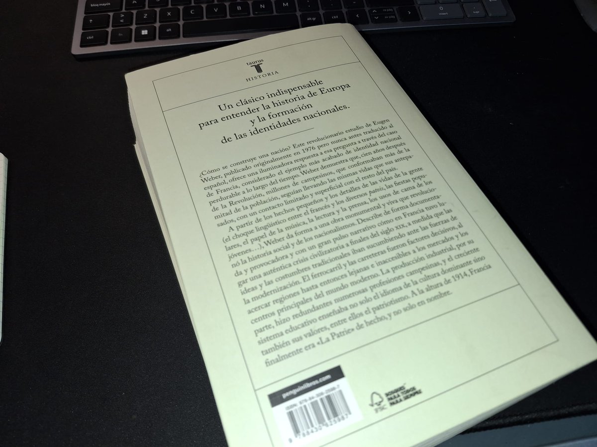 Ayer terminé, después de meses de lectura intermitente, este libro monumental; un clásico imprescindible para cualquier lector interesado en las construcciones nacionales y la edificación de la modernidad. Weber lo escribió en 1976, pero se tradujo al castellano solo en 2023.