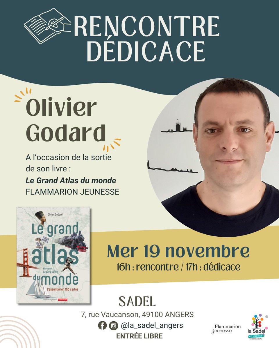 Amis angevins et d'ailleurs, la date est fixée ! On se donne RV le 19 novembre prochain à la SADEL à Angers pour parler du Grand atlas du monde et des cartes en général !

A très bientôt donc :)