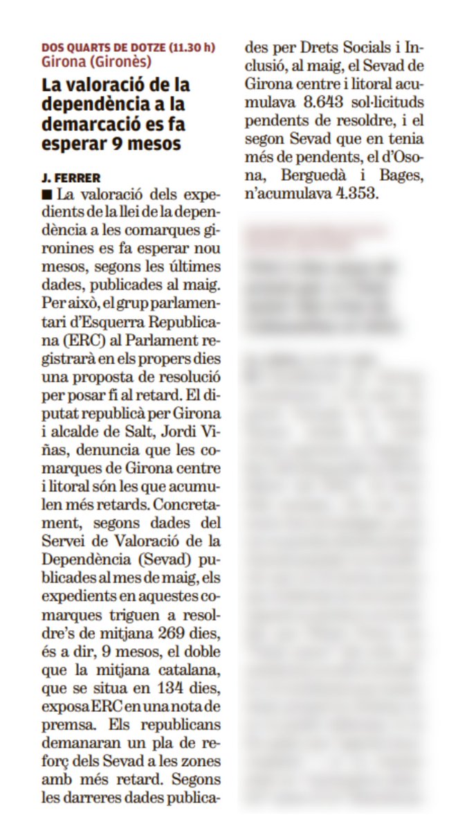 Denunciem al Parlament que les gironines i gironins pateixin llargues esperes per obtenir les ajudes a la dependència 👇