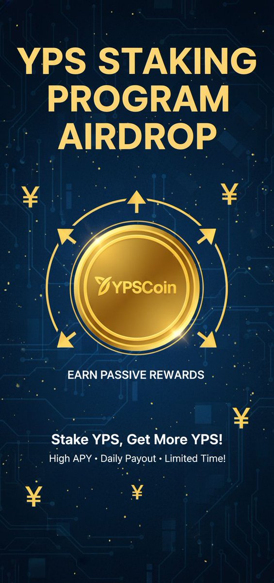 YPSCoin's tweet image. #YPS
Free airdrop in YPS stake now and earn money and YPS