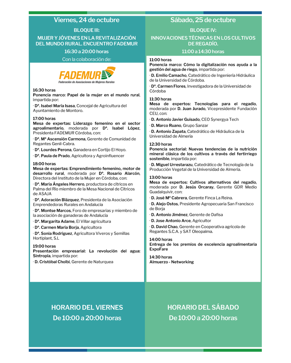 📚 Programa completo de jornadas técnicas #EXPOFARE2025

Desliza para ver el horario de jueves, viernes y sábado y planificar tu visita. Anótalo en tu agenda, guarda y comparte este post para que no se te pase. Inscripción gratuita: expofare.es/inscripcion
