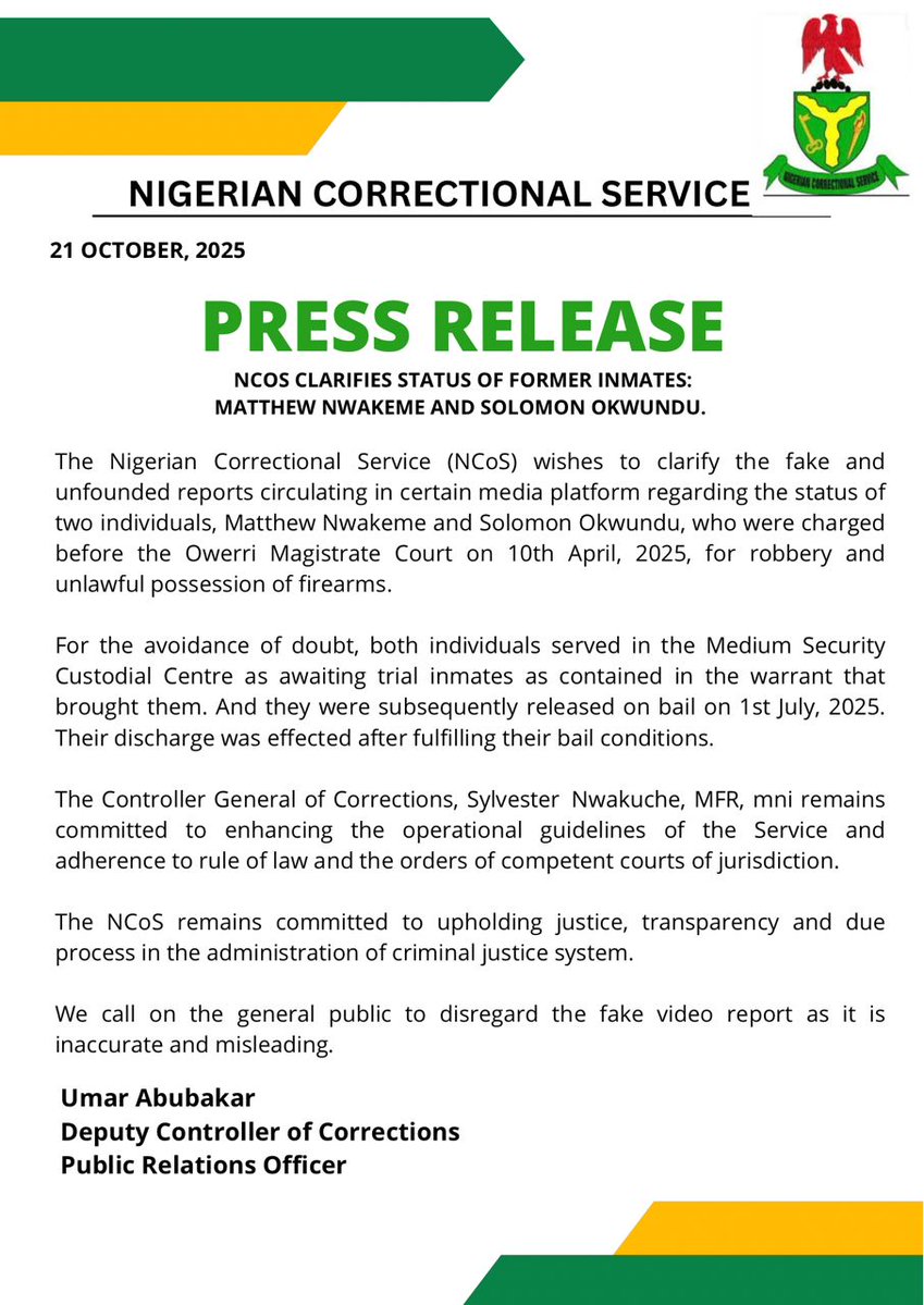 Nigerian Correctional Service (@correctionsng) on Twitter photo  Nigerian Correctional Service (@correctionsng) on Twitter photo