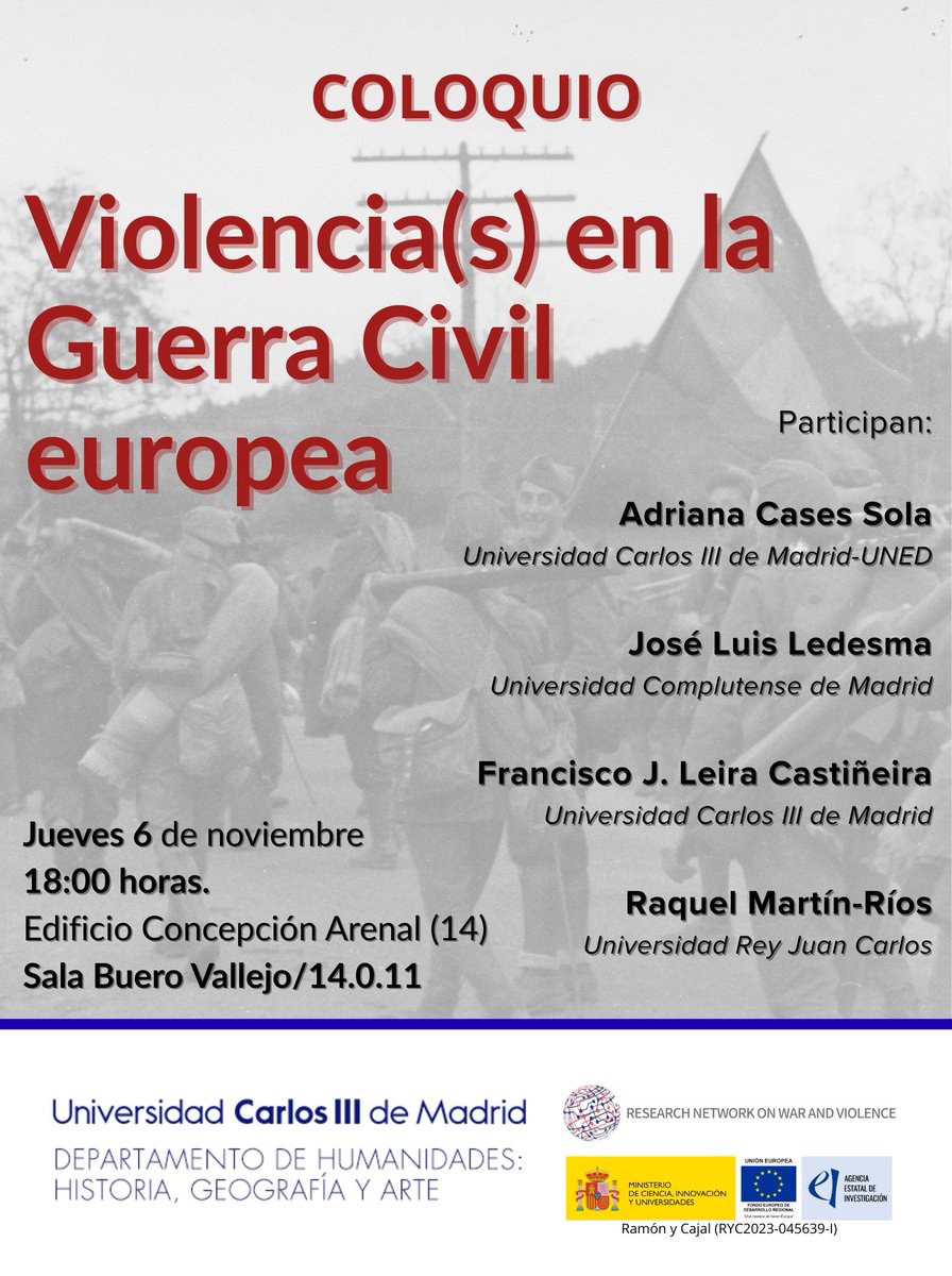El 6 de noviembre, aprovechando la reciente publicación de los libros Violence and Propaganda in the European Civil War y de Patterns of Violence behind the Lines in Europe's Civil War, hablaremos sobre violencias en las guerras civiles europeas en la <a href="/uc3m/">UC3M</a> ¡Os esperamos!