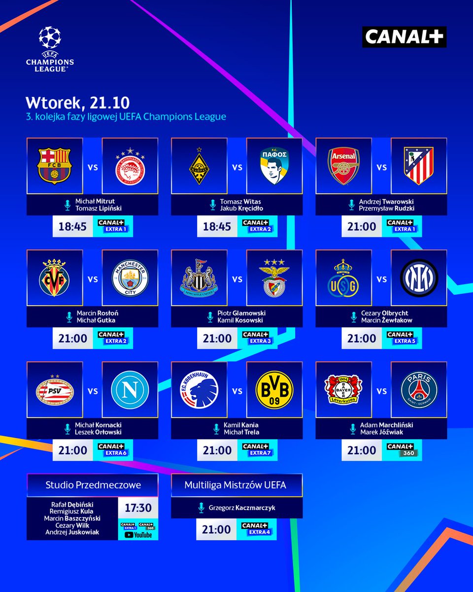 CANALPLUS_SPORT's tweet image. Jak wtorek, to Liga Mistrzów UEFA! ⚽
Na rozkładzie sporo ciekawych spotkań 😎
📺 Wszystkie mecze obejrzycie w serwisie CANAL+: can.al/X_LM2025