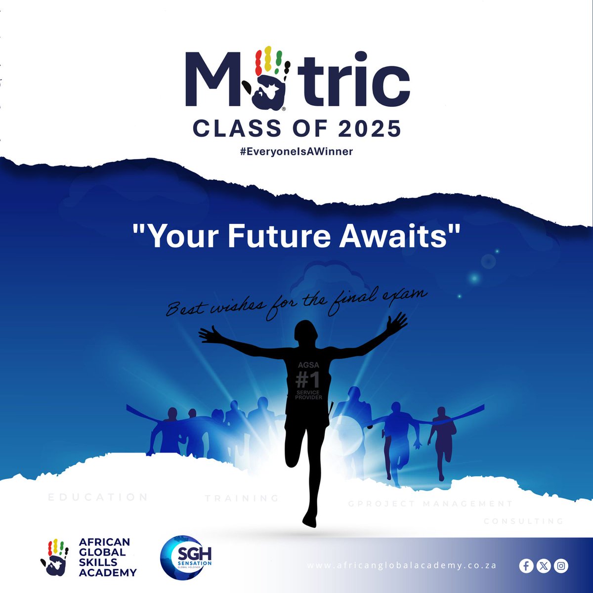 agsa_sa's tweet photo. Class of 2025! You have reached the finish line.

Stay focused, stay confident, and cross it with your head held high. The future is waiting, and it’s yours to claim.

#AGSA #MatricFinals2025 https://t.co/8XgHbeb8Zp