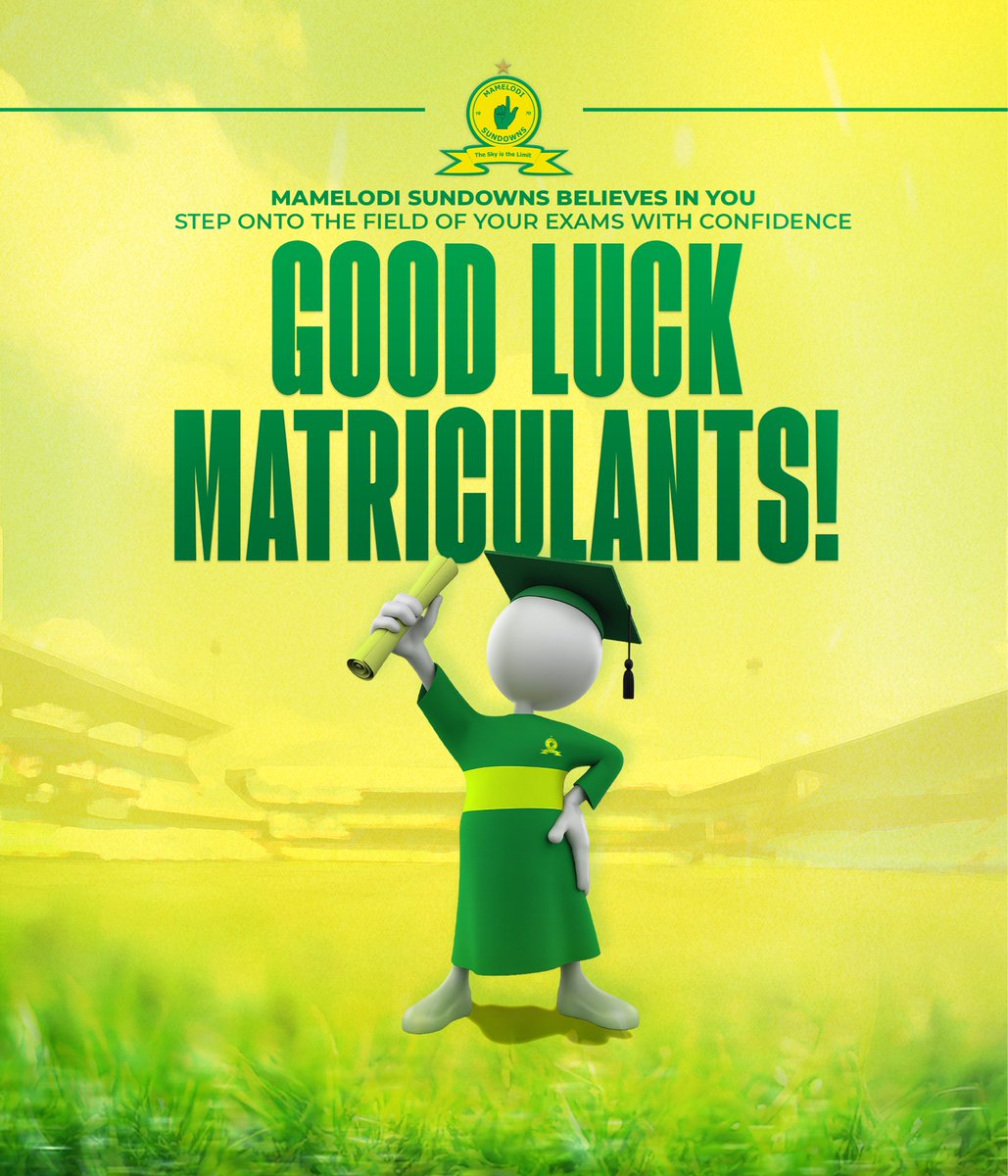 Mamelodi Sundowns wishes all Matric students in the country the best of luck as exams begin today! 🎓

Give your best after all the preparation you’ve put in! 👆

#Sundowns #SundownsLadies