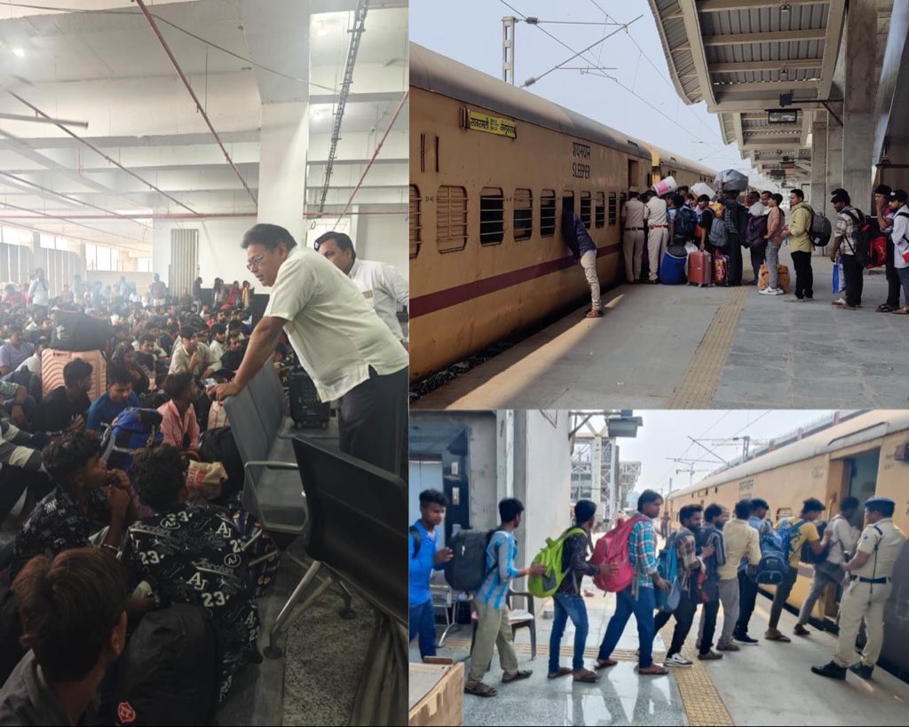 drmadiwr's tweet image. साबरमती रेलवे स्टेशन पर यात्री सुविधाओं, भीड़ प्रबंधन एवं परिचालनिक व्यवस्थाओं की समीक्षा की गई, ताकि यात्रियों के सुचारू आवागमन एवं निर्बाध संचालन सुनिश्चित किया जा सके।

#IndianRailways #PassengerService #SafetyFirst 🚆

@RailMinIndia @WesternRly @rpfwradi