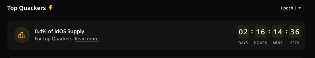 GM FAM
Final Sprint for <a href="/idOS_network/">idOS</a>  Top Quackers
Only 2 days and 16 hours left in Epoch 1
The 0.4% of the $idOS supply is closer than ever. 
If you've been working hard, now is the time to go all out and secure your spot among the top
Time's running out make every Quack count