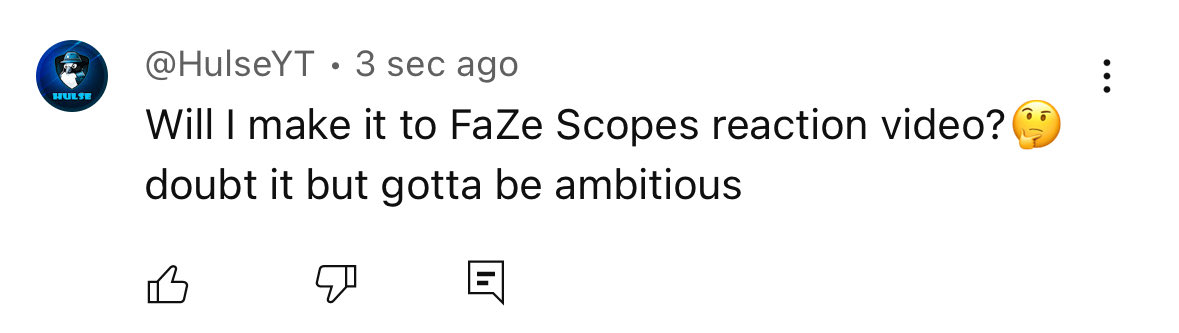 Yo <a href="/FaZeScope/">FaZe Scope</a>,

Gotta be ambitious, right?🙏🏻

Black Ops 7 BETA Sniping Montage - Hulse MM
youtu.be/3YYNNzXsSr0