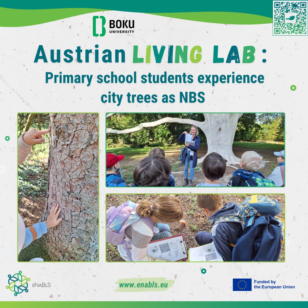 eNaBlS_eu's tweet image. 🌳 How can children be inspired to care about #NBS?
By seeing, experiencing &amp;amp; learning about them!
📚 This is why in Austria’s #Landscape4Future #LivingLab, kids have explored how city #Trees act as #NBS - cooling cities, giving shade &amp;amp; retaining water.
👉 enabls.eu/austrian-livin…