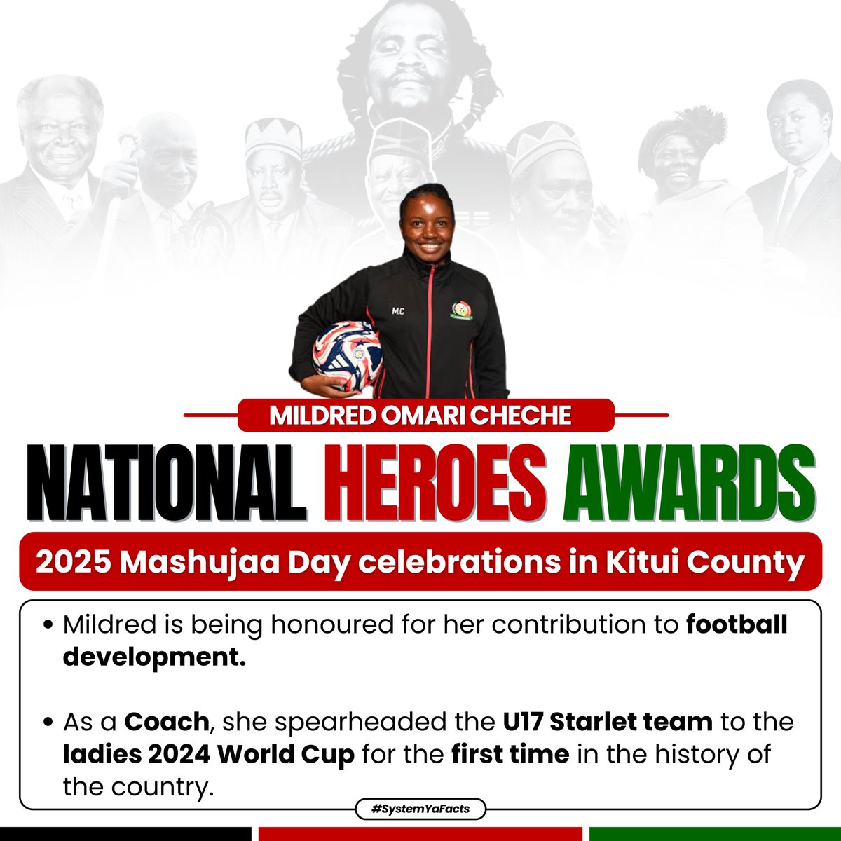 Kenya’s women footballers found a Shujaa in Mildred, who coached the U17 Starlets to their first-ever World Cup appearance. Her leadership redefined the future of women’s football. #HeroesAwards