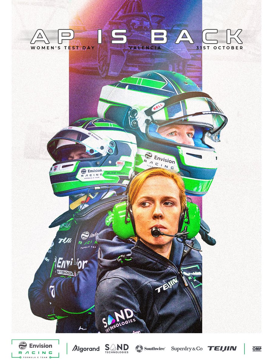 AP IS BACK! 👊

We are thrilled to confirm that <a href="/alicepowell/">Alice Powell</a> will be in the cockpit for this year's Women's Pre-Season test in Valencia!

She'll be donning the green and blue as she hits the track on Friday, 31st of October. 🟢🔵