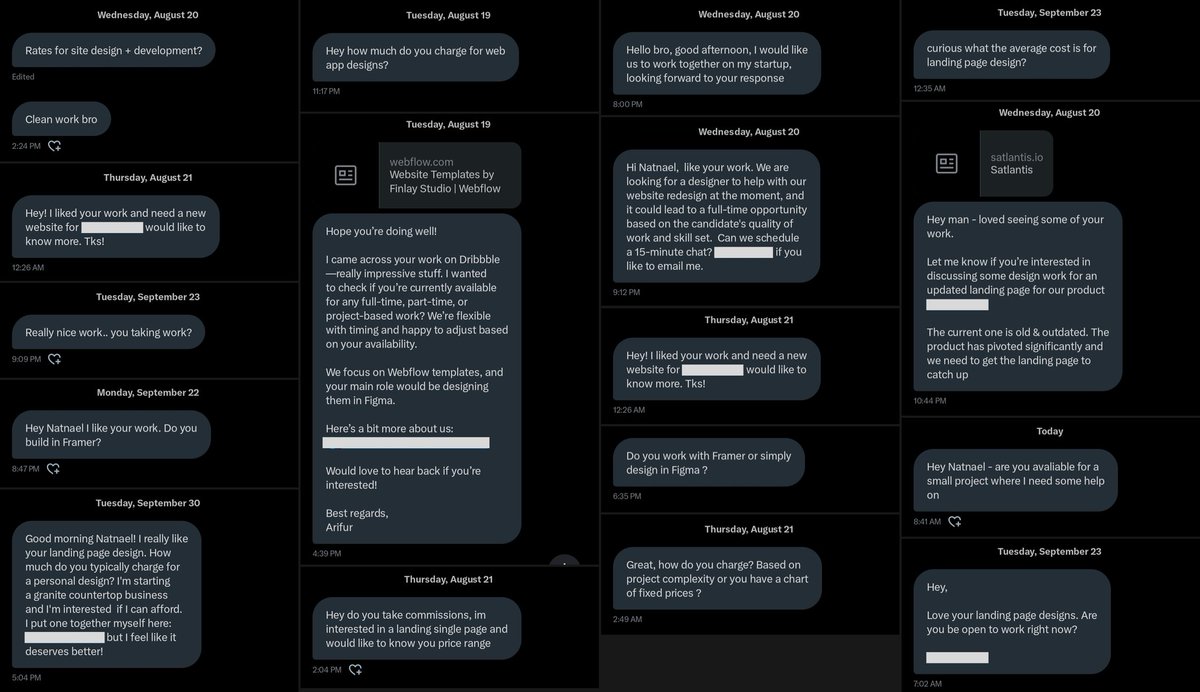 Since a lot of people kept asking how I get clients on X… I don’t go looking for them, I just post my designs and they’ll DM me.