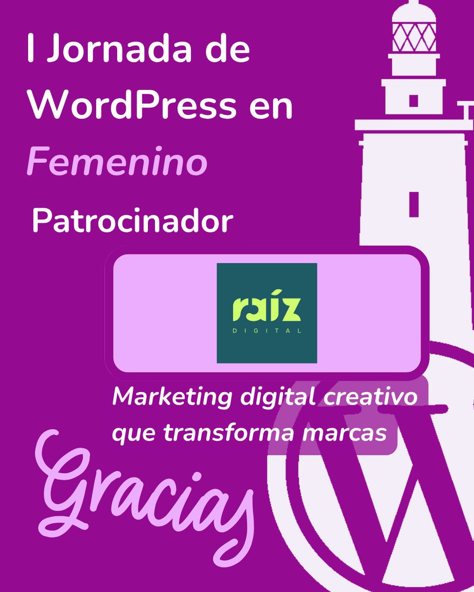 💜 ¡Gracias a <a href="/RaizAgencias/">Raíz Digital</a>  por apoyar la I Jornada de WordPress en Femenino!

Raíz hace del marketing digital una combinación de tecnología, contenidos y creatividad que ayuda a crecer online.

👉 Descubre más en raiz.es

#WordPress #EnFemenino #Málaga #Patros