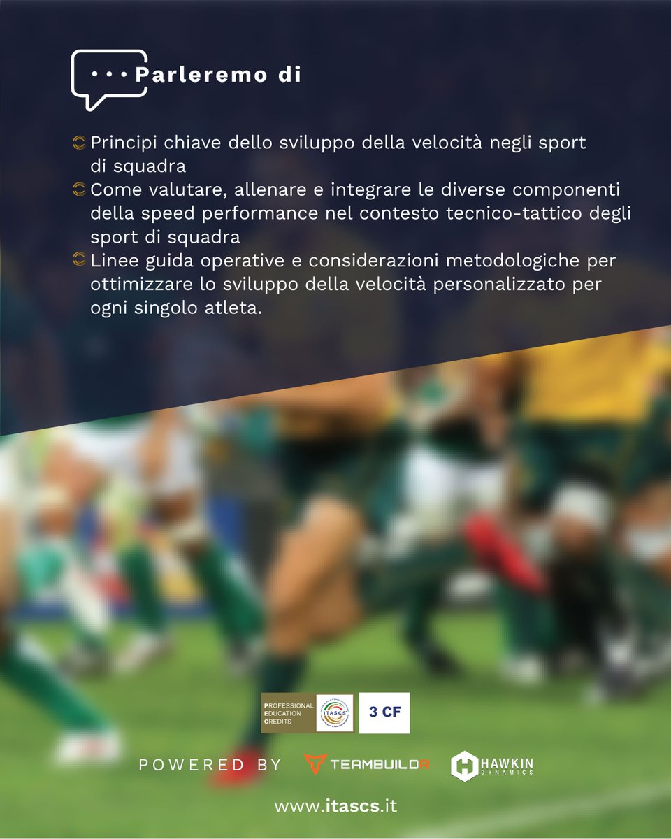 itascs_official's tweet image. 📣 A Novembre un nuovo webinar targato #ITASCS: “Speed Training in Team Sport: Speed Development and Training Considerations ”.

💬 Ospite James Wild

#staytuned per tutti i dettagli!
