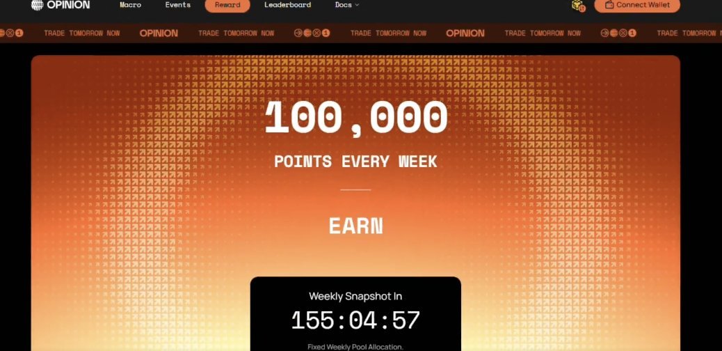 WY_mask's tweet image. 一码难倒英雄汉

币安投的这个Opinion @opinionlabsxyz 预测市场很早开过测试，结果现在又整上封闭了，正式积分活动第一季开始了，每周固定 10 万积分，按周快照分配
app.opinion.trade/macro

没码的就搞搞其他的吧
1、生成一个头像加入社区
avatar.opinion.trade
2、加入Opinion的X社区…