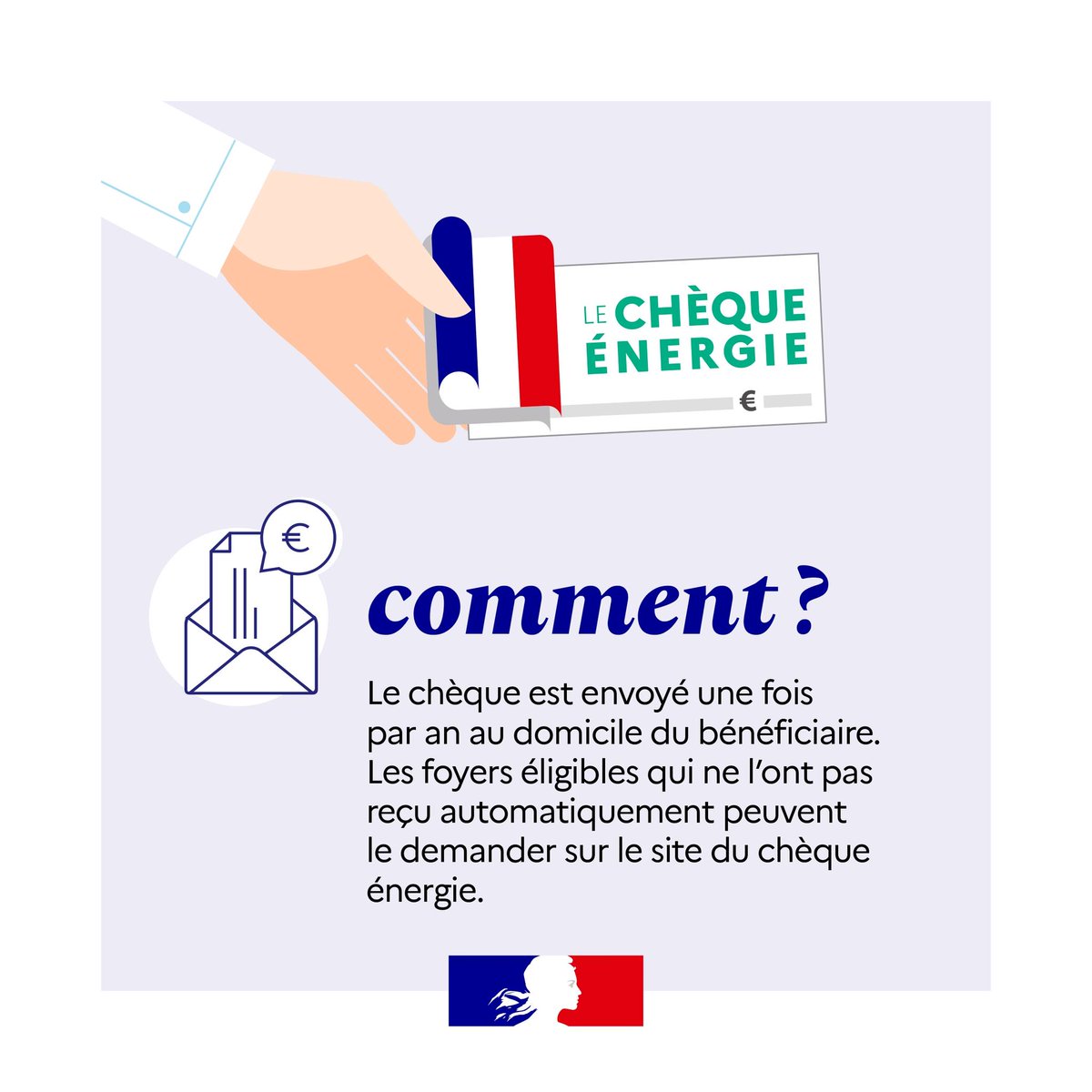💡 Chèque énergie 2025 : ça arrive bientôt !

Le chèque énergie est une aide qui permet aux foyers modestes de payer une partie de leurs factures d'énergie. Cette année il sera envoyé à partir du 3 novembre !

📋 Qui est concerné ? Pour en bénéficier, votre revenu fiscal de