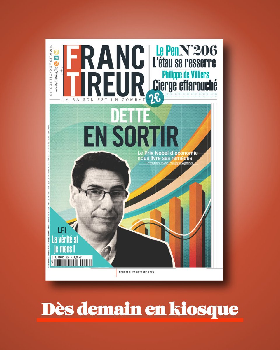 🔔🗞️ À la Une cette semaine dans Franc-Tireur n°206

👉 Entretien avec le nouveau prix de Nobel d’économie Phillippe Aghion
👉 L’étau se resserre autour de Marine Le Pen
👉 Cierge effarouché, le portrait qui fâche de Philippe de Villiers