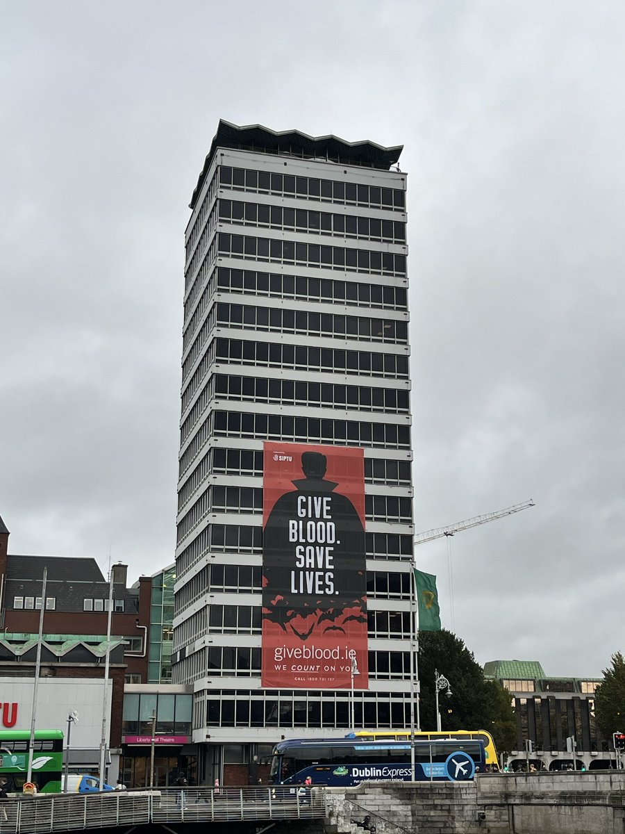 Giveblood (@giveblood_ie) on Twitter photo Big thank you to <a href="/SIPTU/">SIPTU</a> who are supporting our blood donation awareness campaign again this October. 
Check out our Halloween campaign on the iconic Liberty Hall in Dublin City Centre. 👀
We Count on You 
Give Blood Save Lives Big thank you to <a href="/SIPTU/">SIPTU</a> who are supporting our blood donation awareness campaign again this October. 
Check out our Halloween campaign on the iconic Liberty Hall in Dublin City Centre. 👀
We Count on You 
Give Blood Save Lives