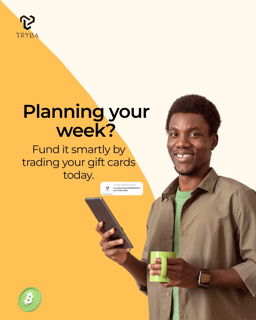 trybagc's tweet image. Start your week strong with Trybagc. Trade, convert, and unlock your gift cards’ potential. You’ve got this!