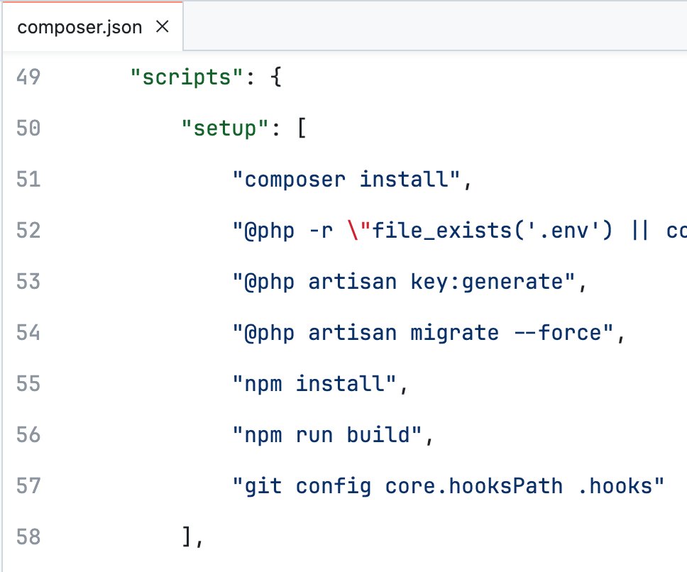 zepfietje's tweet image. Pro tips when using Git hooks in your Laravel project 👇
1. Store hooks in .hooks to version them with Git.
2. Add "git config core.hooksPath .hooks" to your Composer setup script to link the hooks during setup after cloning the repo.
Super easy, zero dependencies.