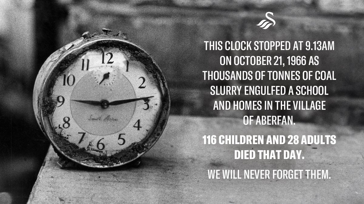 SwansOfficial's tweet image. We will never forget those that tragically lost their lives on October 21, 1966. 

Our thoughts are with the community of Aberfan 🖤🤍