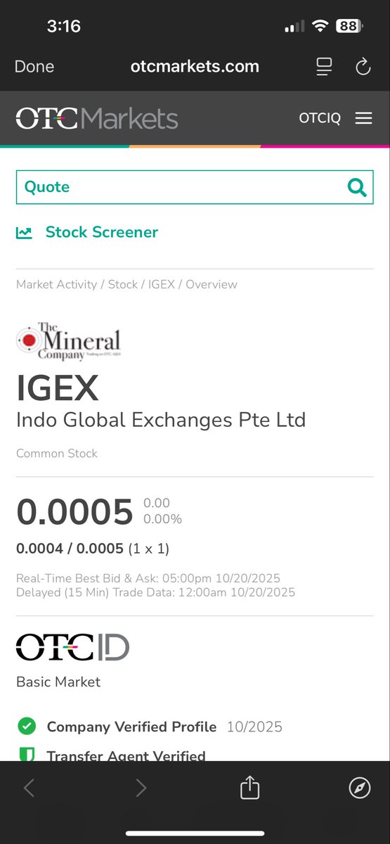 Barfly3718's tweet image. $IGEX @IGEX_Official We are back to OTCID status: