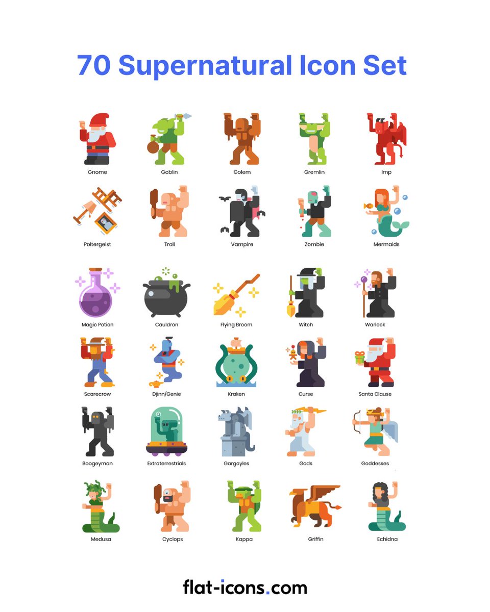 flat1cons's tweet image. 🔮 Unleash mythic design 🐉
70 supernatural icons—vector, scalable &amp;amp; customizable.
👉 flat-icons.com
#SupernaturalIcons #FlatIcons #FantasyDesign🔮