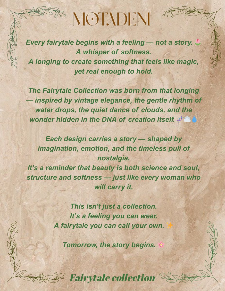 ShopMotadeni's tweet image. Not all fairytales are written in books — some are designed in beads, clouds and memories. ☁️🧬💧
The story behind The Fairytale Collection.
#motadeni #fairytalecollection