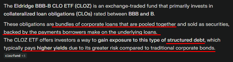 $CLOZ 

Investors Pull Cash From CLO ETFs in Biggest Outflow Since April.