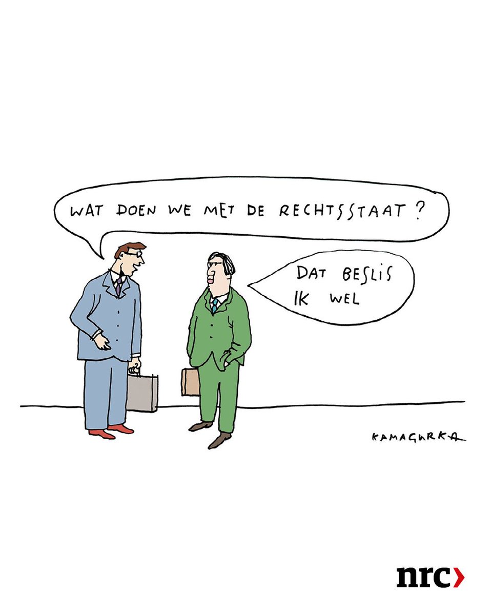 Uit de traditionele toets van verkiezingsprogramma’s door de Nederlandse Orde van Advocaten blijkt dat alleen de Partij voor de Dieren, GroenLinks-PvdA en Volt binnen de rechtsstatelijke lijntjes kleuren. <a href="/LucZeebroek/">Kamagurka</a> maakte hier een dagelijkse tekening bij.