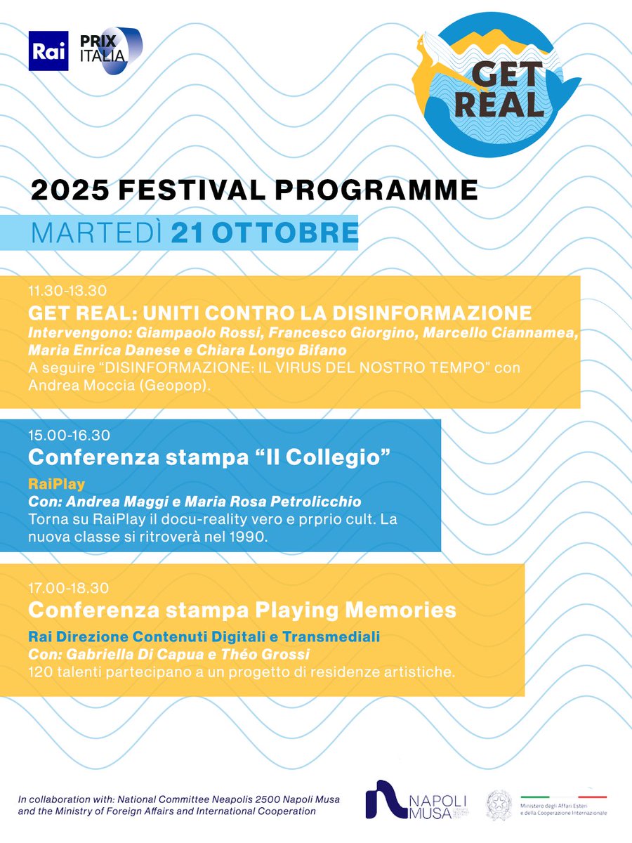 • Secondo giorno al Prix Italia 2025 •

Scopri il programma ⬇️ 

#PrixItalia2025 #GetReal