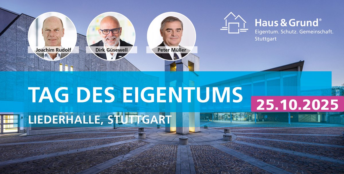 🏡 Sa., 25.10.: 𝙏𝙖𝙜 𝙙𝙚𝙨 𝙀𝙞𝙜𝙚𝙣𝙩𝙪𝙢𝙨 in #Stuttgart! Mit Peter Müller, Bundesverfassungsrichter a.D. und ehem. Ministerpräsident des Saarlandes sowie Dirk Güsewell, Vorstand bei der <a href="/EnBW/">EnBW</a> 🗽 Eintritt frei, Anmeldung nicht erforderlich: t1p.de/Eigentum2025