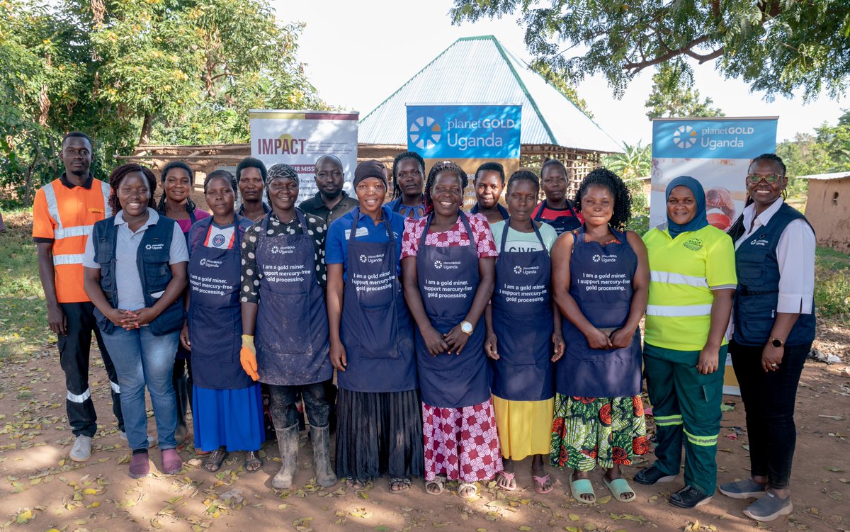 1/2 At Buhere mine site in Namayingo District, women are leading the way toward safer, responsible gold mining. 
We recently engaged them on strengthening their cooperative, adopting protective measures while mining, &amp; avoiding mercury use. 
#WomenInMining #GenderInclusion